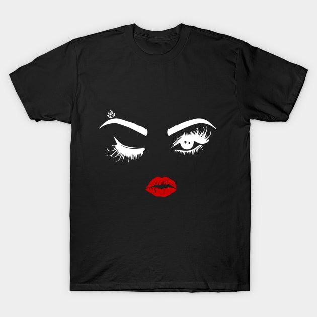 Eyes and Lips in Black T-Shirt by The New Normal Apparel